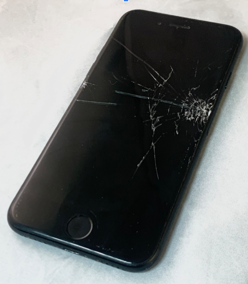 iPhone with a cracked display